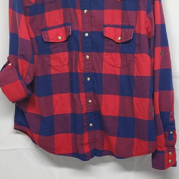 Jachs Girlfriend Flannel Shirt Bea Womens XXL Snap Button Roll Tab Sleeve Plaid - Picture 3 of 15